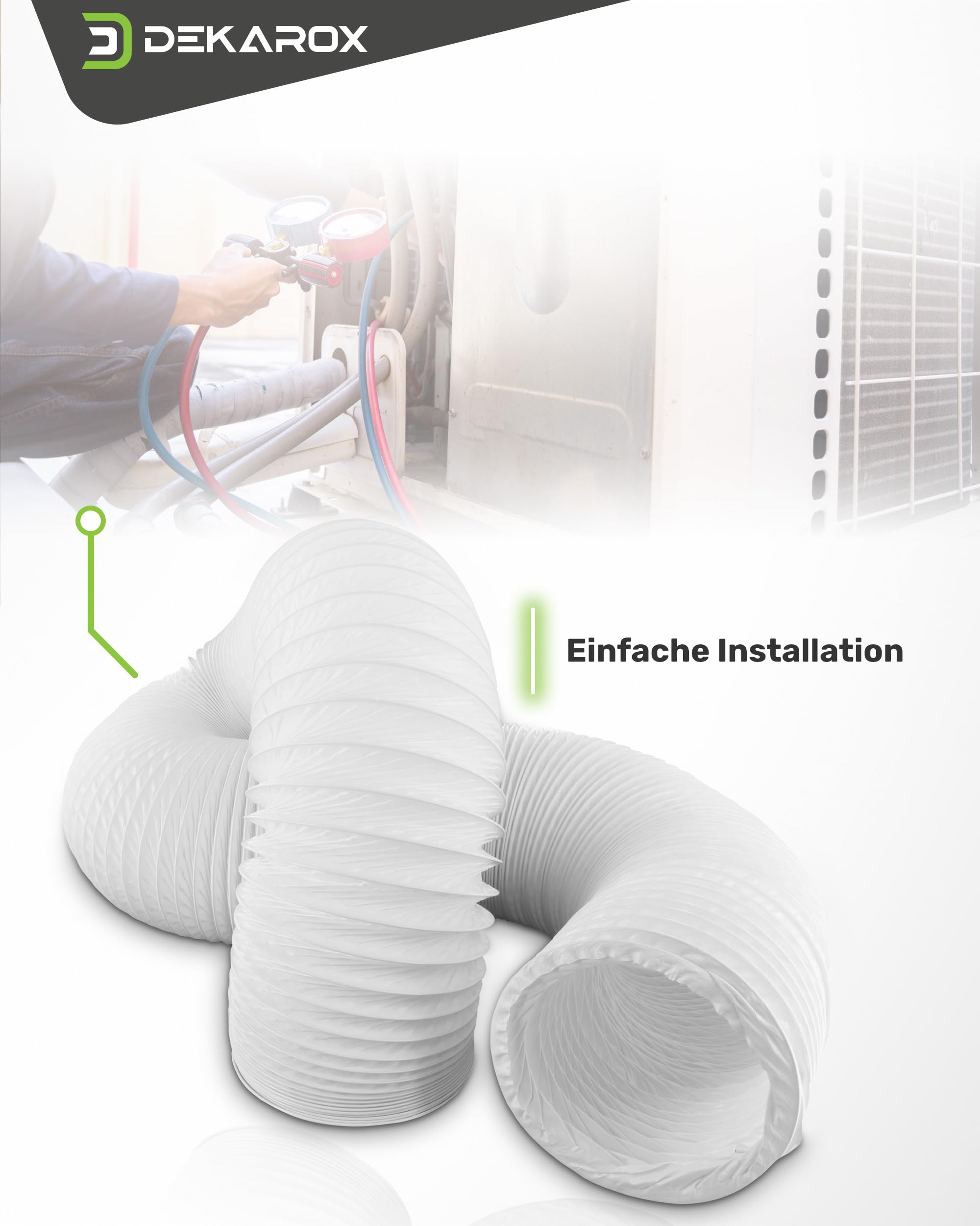 Tubo di scarico in PVC, 15 m, diametro 100/102 mm, flessibile, con fascette per 100 condizionatori d'aria, asciugatrici, cappa aspirante