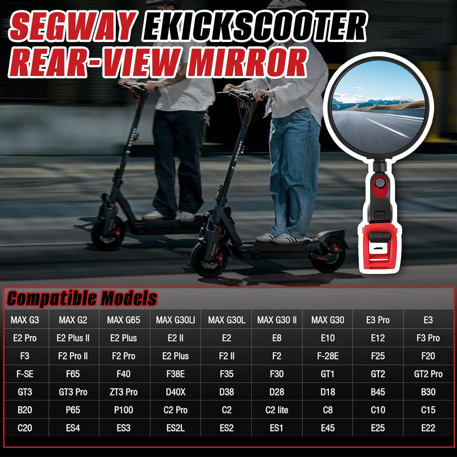 2 Pezzi Specchietto Bici, Specchietto Retrovisore per Bicicletta Regolabile 360° e Pieghevole 180° HD Convesso Accessori Monopattino Elettrico per Ninebot ZT3 G3 G2 F3 E3