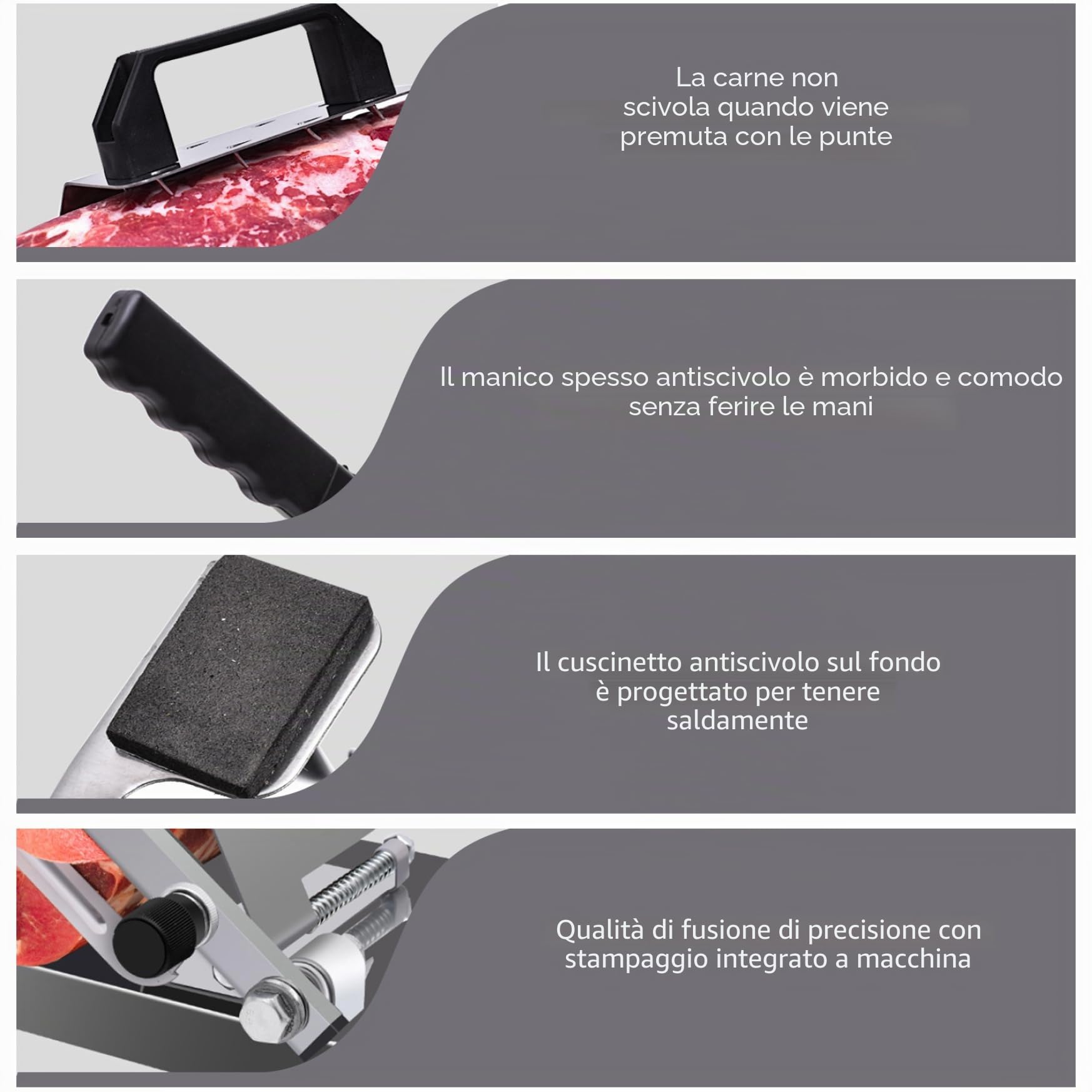 Affettatrice Manuale Regolabile, Affettatrice Multiuso Antiscivolo per Carne Congelata in Acciaio Inossidabile per Rotoli di Manzo e Montone Cucina Casalinga