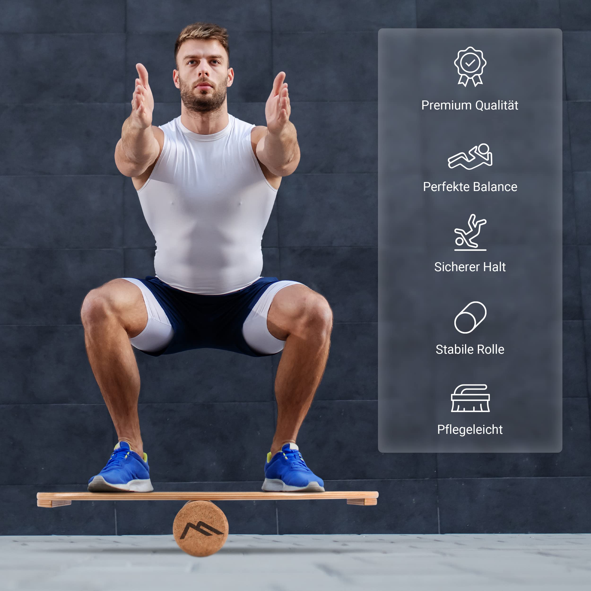 MSPORTS Balance Board aus Holz – Surf Balance Trainer für Gleichgewicht, Core-Training & Physiotherapie – Rutschfeste Oberfläche, Robust & Langlebig – Fitnessboard für Erwachsene & Kinder