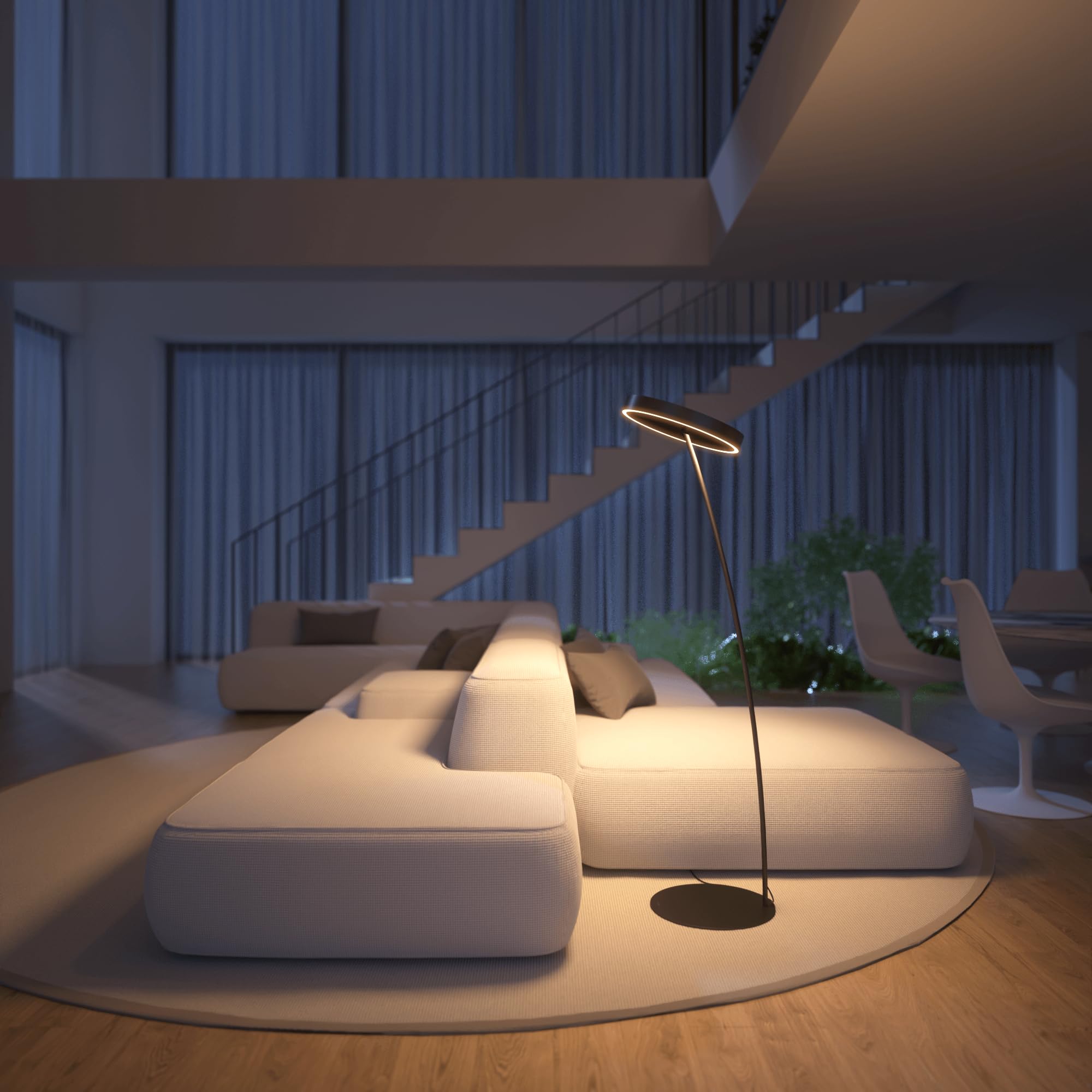 NEONA SOLA LED Stehleuchte Schwarz Aluminium Dimmbar, Stehlampe mit Fernbedienung warmweiß bis kaltweiß 180° Schwenkbar, Wohnzimmer Leselampe (Schwarz)
