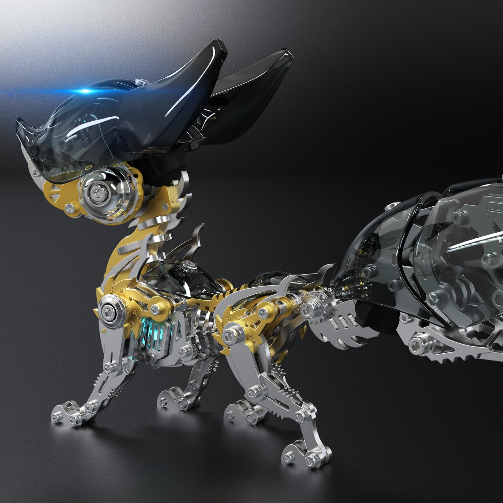 Bunte 3D Metall Puzzles für Erwachsene Fuchs Metall Modell Kits mit Licht, DIY Bauspielzeug 3D Metall Fuchs Modell Bausätze mit Werkzeug
