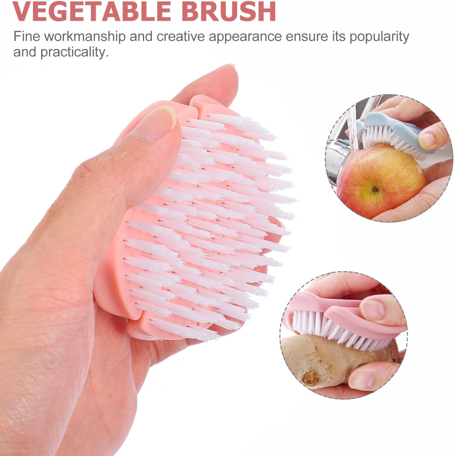 3pcs Plastic Fruit and Vegetable Cleaning Brush Set for Kitchen
