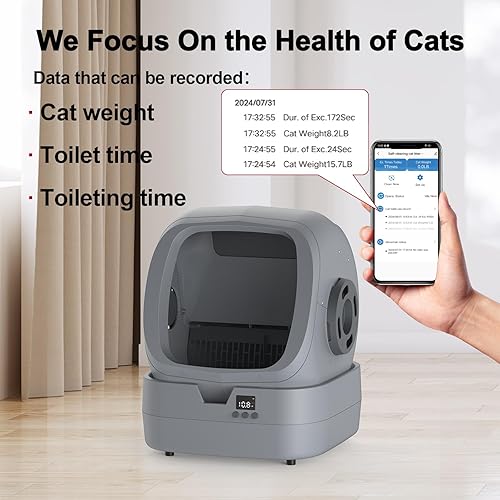 Miniatura 3 de Caja de arena automática autolimpiante, control de aplicación y monitoreo de peso, 86L ultra silenciosa, multi-gato, monitor de salud inteligente,