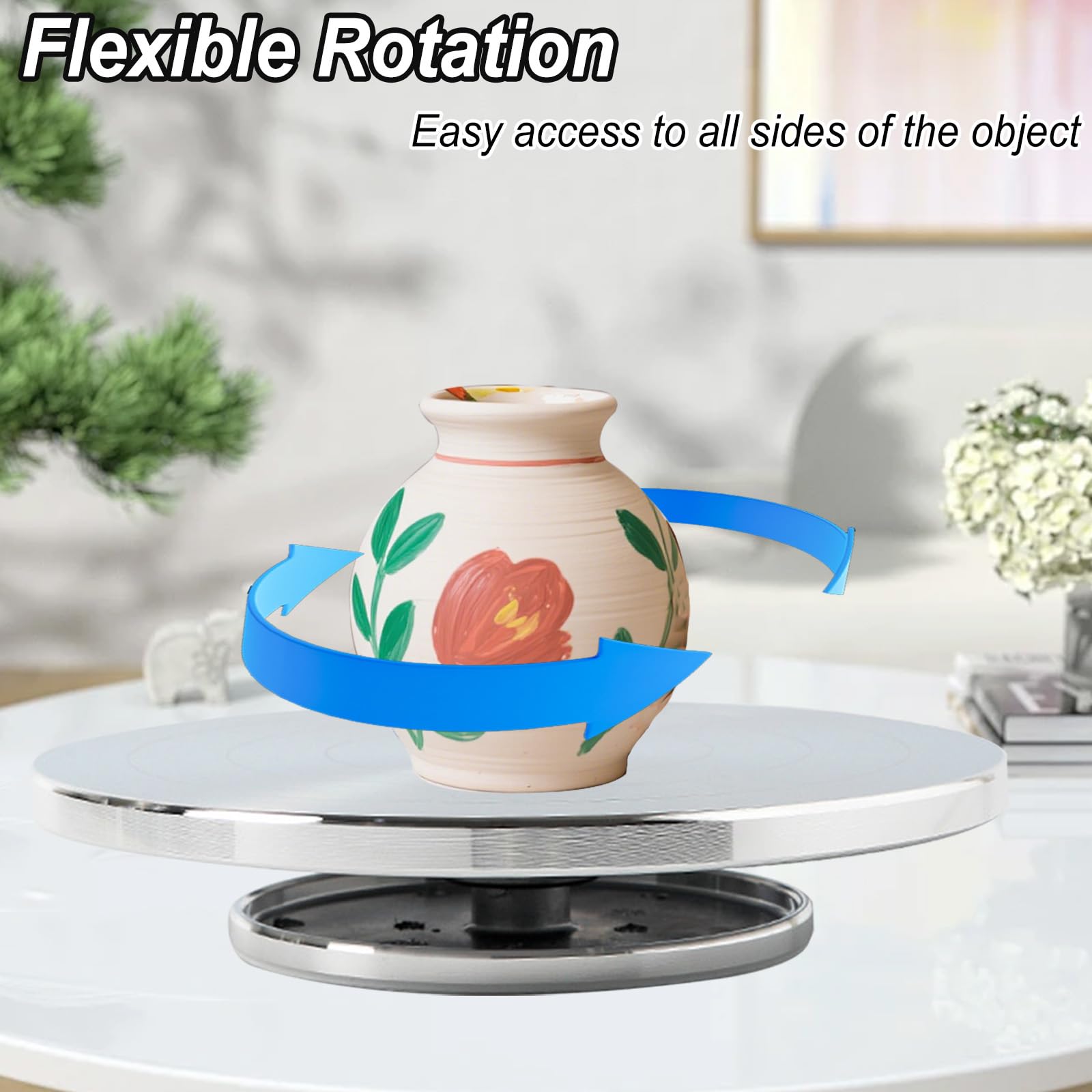 Torno de Alfarero, Plato Giratorio de Aluminio de 25 cm para Alfarería Y Modelado En Arcilla, Plato Giratorio Cerámico de Doble Cara, Giratorio 360°, para Cerámica Y Figuras de Arcilla