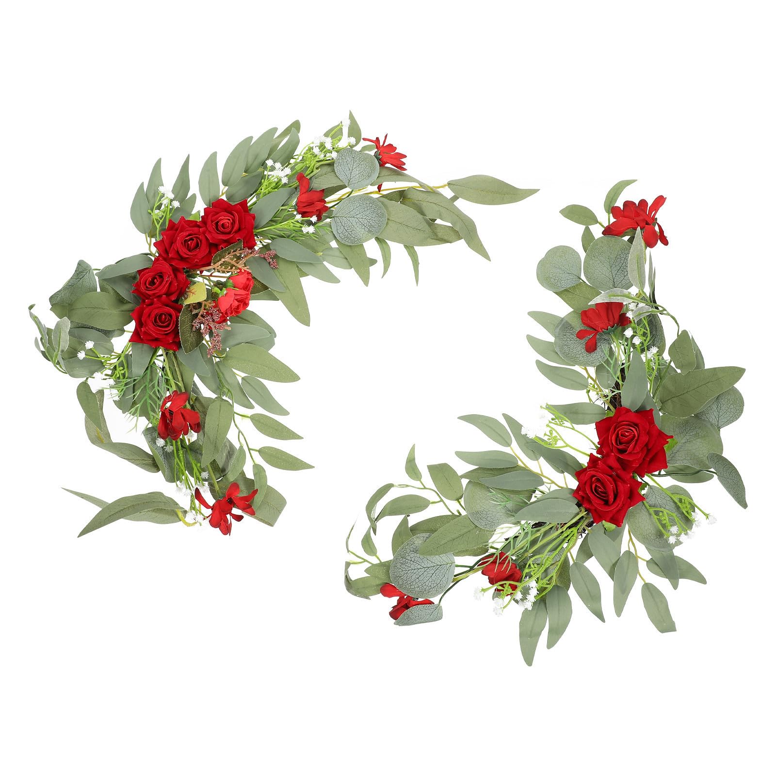 Roses artificielles rouges HEALLILY lot de 2 fleurs en soie et plastique
