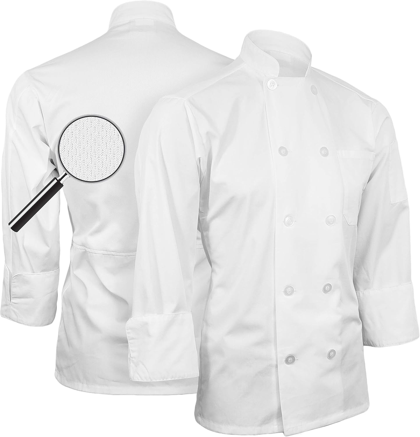 ChefsCloset Personalized Embroidered Mesh Back Long Sleeve Customized Chef Coat
