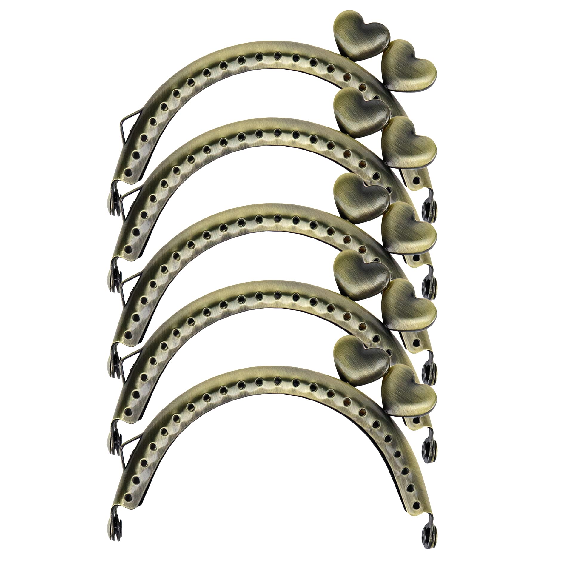 FarBoat 5pcs Round Kiss Clasp Lock Frame for Coin Purses Handmade Wallet Hardware Supplies with Diameter 3.2 Inches Bronze