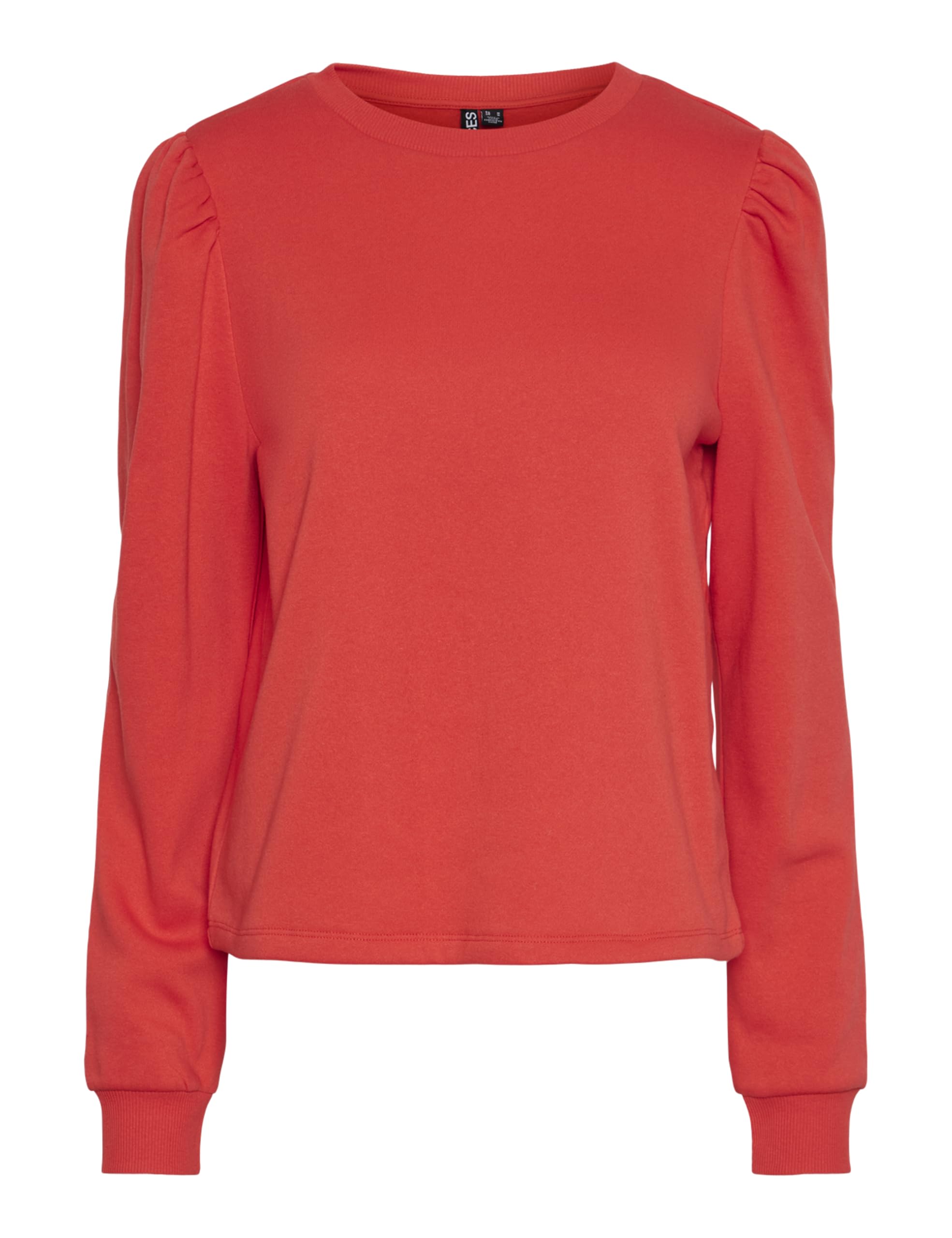 PIECES Women's Pcchilli LS Puff Sweat Noos CP BC Sweatshirt, Red (poppy red), L