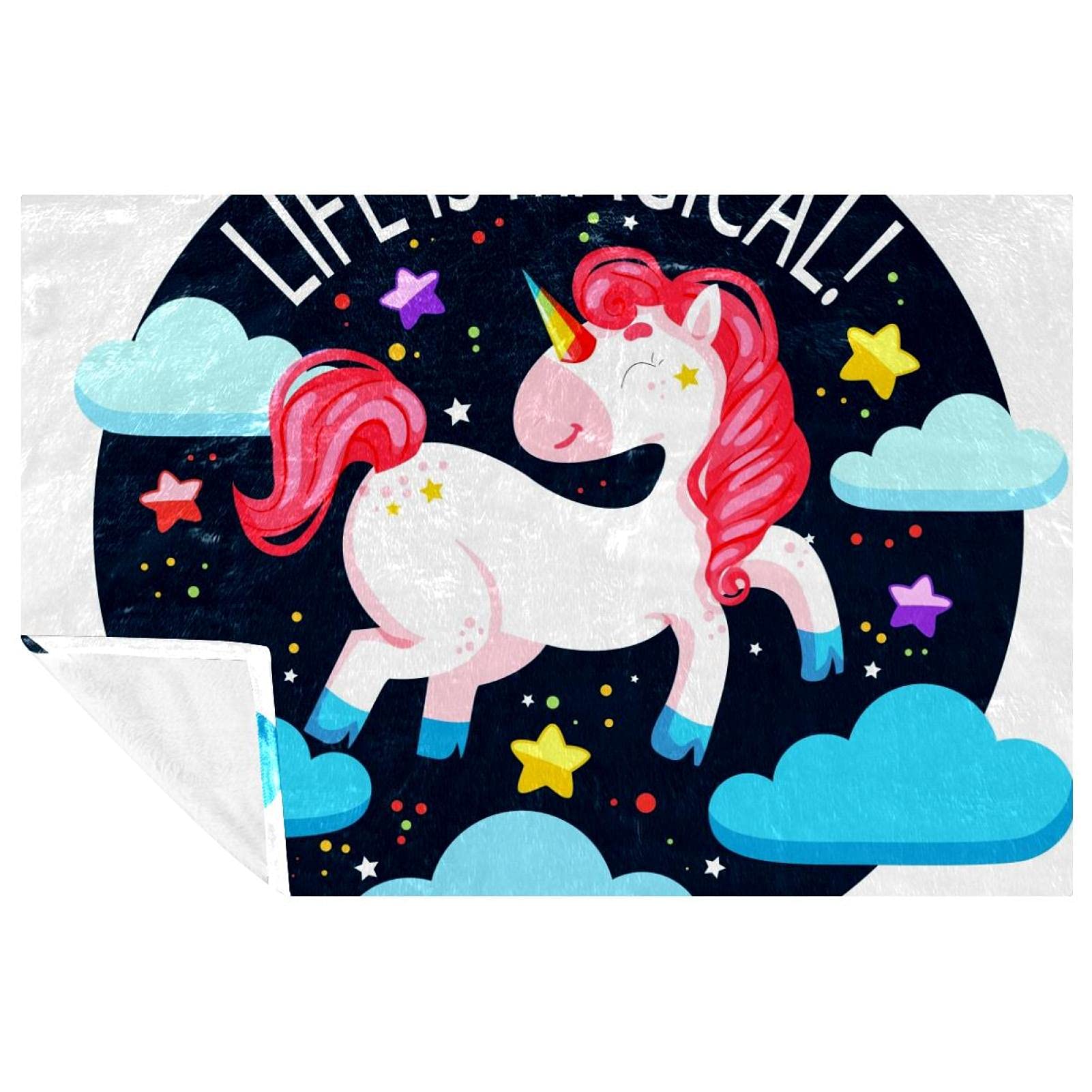 Couverture licorne douce et chaude 150x100 pour lit canapé camping