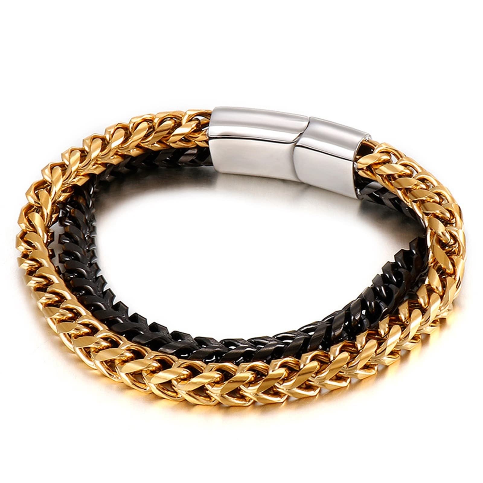 Männer aus rostfreiem Stahl -Link -Armbändern, doppeltes Link Personalisiertes Armband, Geschenk für Paare, Ehemann, Freund
