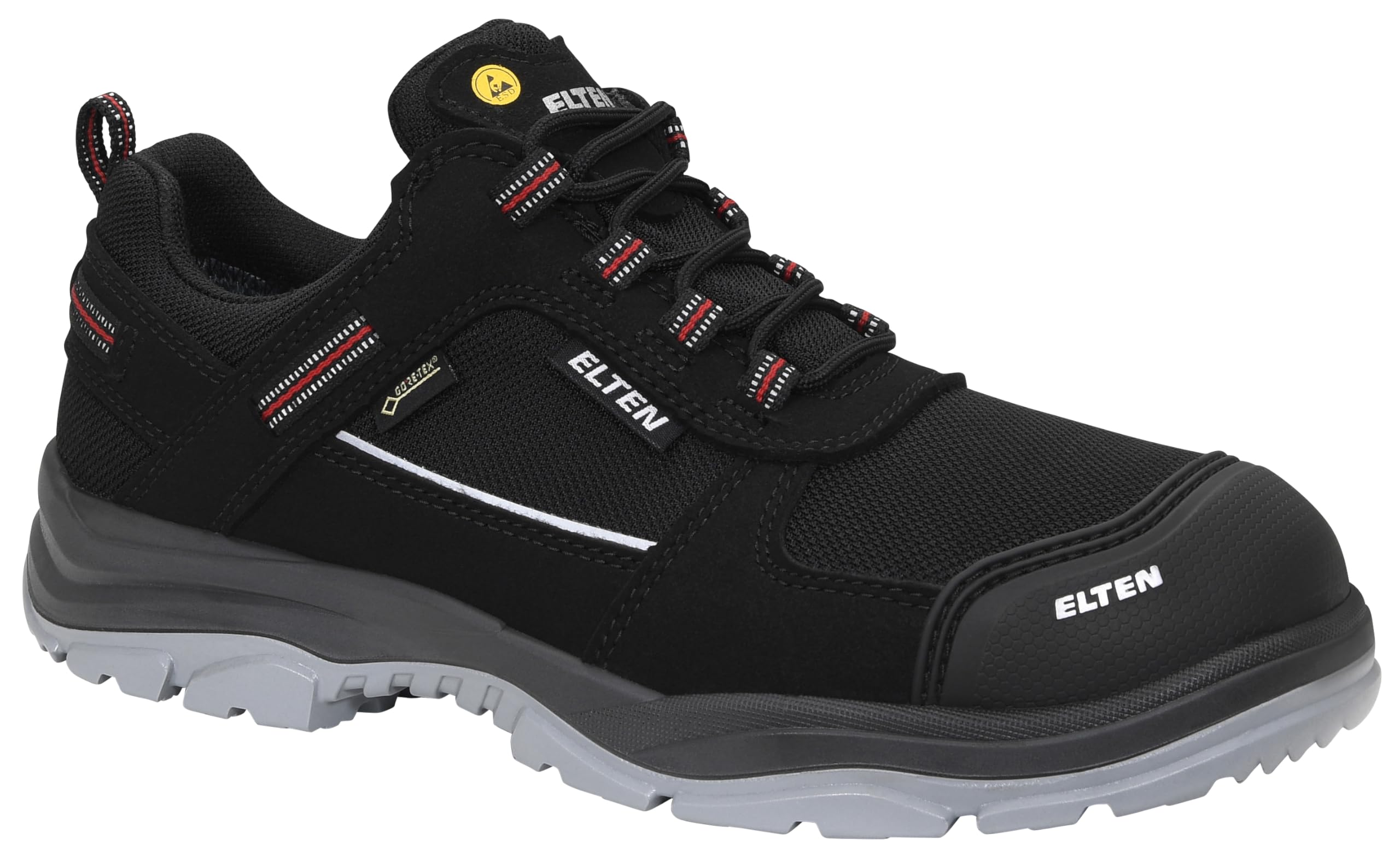 ELTEN Sicherheitsschuhe Matthew Pro GTX Low ESD S3 CI Typ 1, Damen und Herren, Textil, Stahlkappe, leicht, sportlich 45, Schwarz
