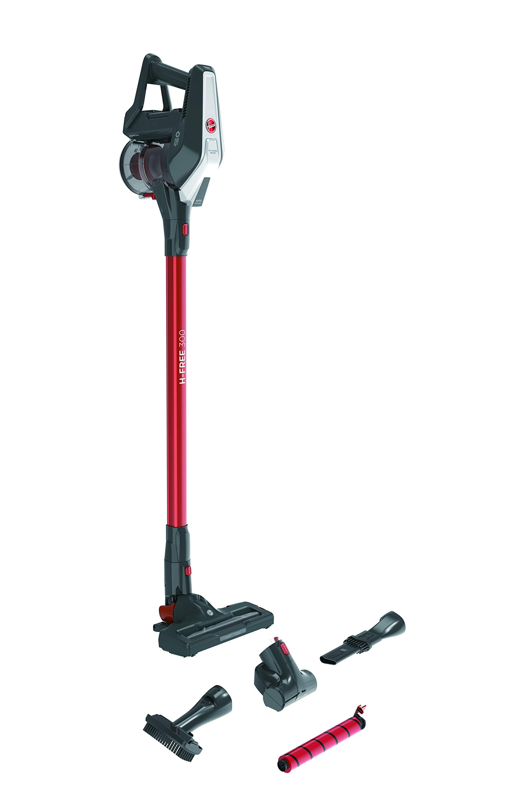 Hoover Hf322Afp 011 39400957 Scopa Ricaricabile senza Filo, 44.4W, 80 Decibel, Grigio Ossidiana e Rosso Metallizzato
