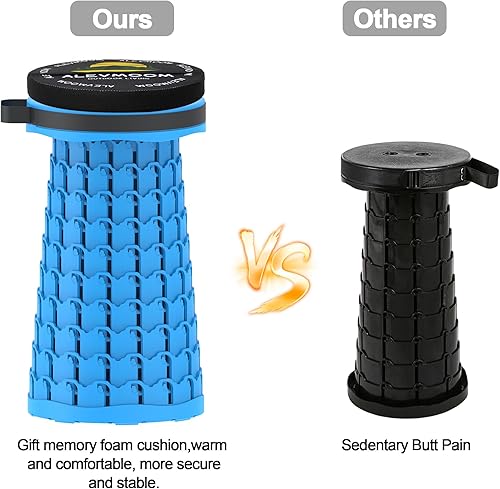 Miniatura 6 de ALEVMOOM Taburete plegable mejorado con cojín y bolsa, taburete plegable retráctil portátil de 18 pulgadas de alto para adultos, ligero pero