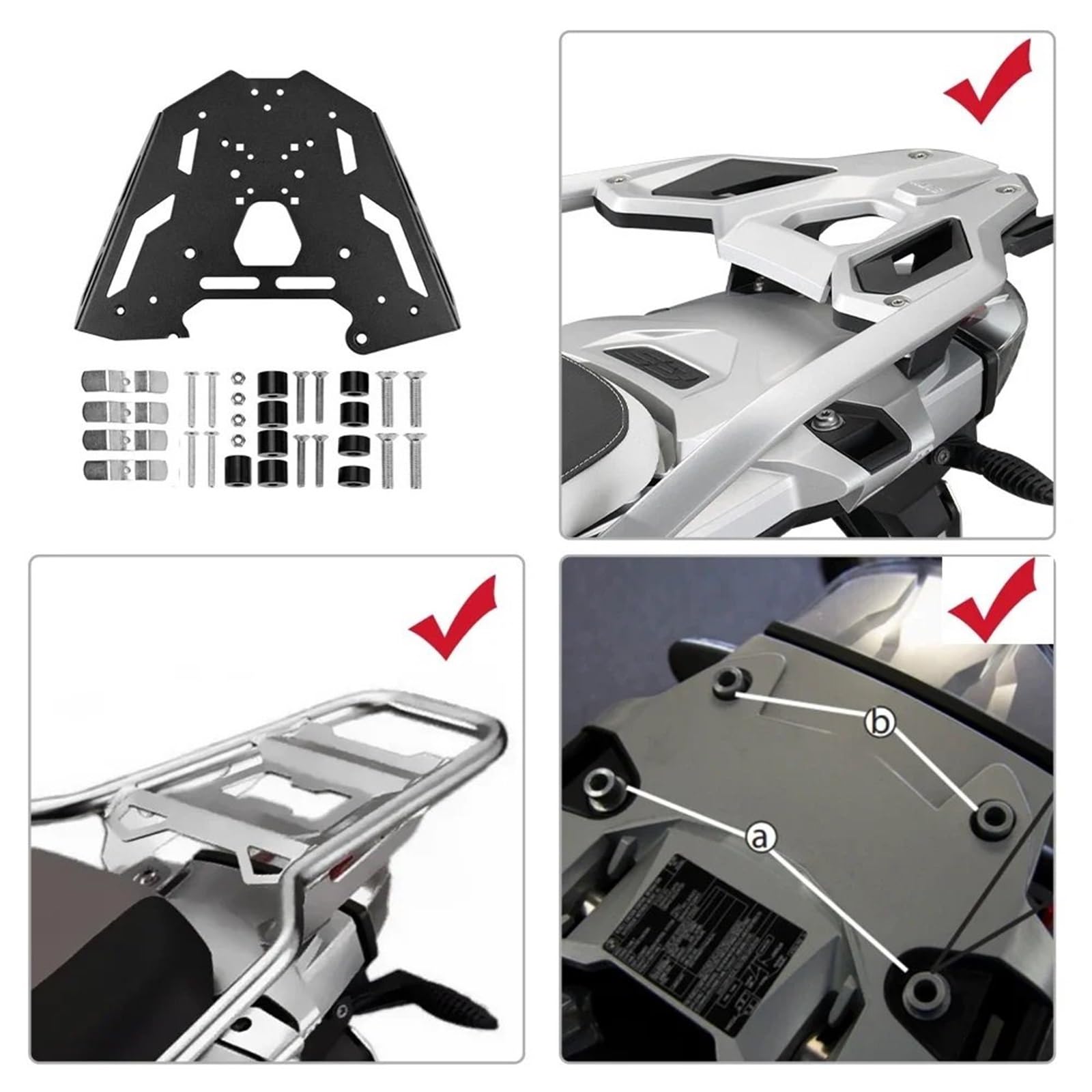 Uchwyt Topcase Pasuje do BMW R1250GS R1200GS R1250GS R1200GS LC GSA ADV Adventure Tylne siedzenie Tylny bagażnik motocyklowy Wspornik(Silver)