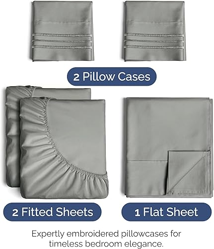 Vista 1307 de Juego de sábanas de 4 piezas tamaño king, extrasuaves, transpirables y refrescantes con esquinas profundas, sábanas de fácil ajuste y sin arrugas
