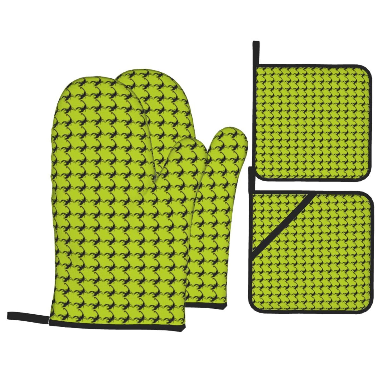 Scorpion Print Stylish Heat-Resistant Oven 4-Piece Set Kitchen Gloves Roasting Daily Cooking