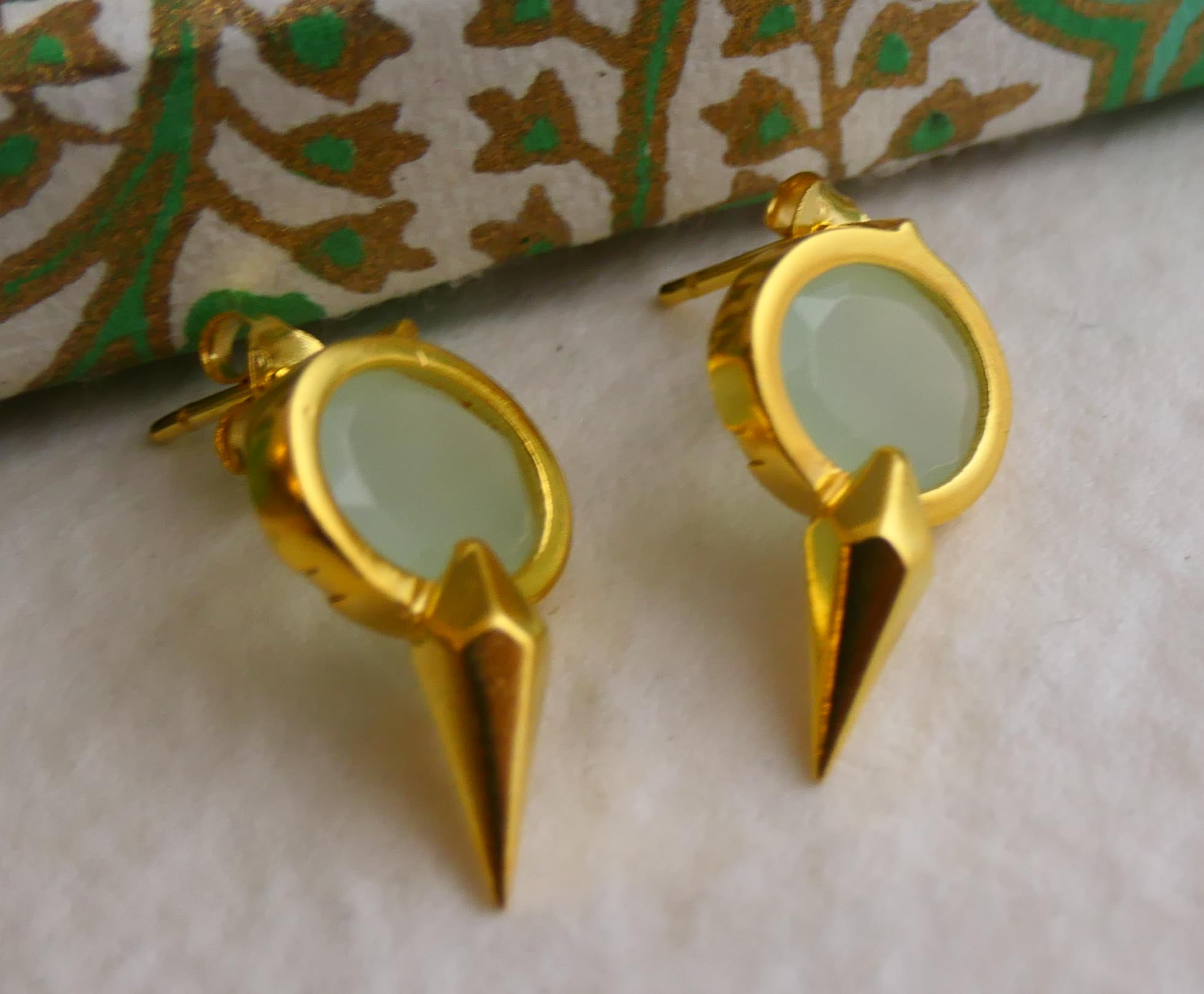 Orecchini a Bottone in Argento Sterling 925 Placcato Oro