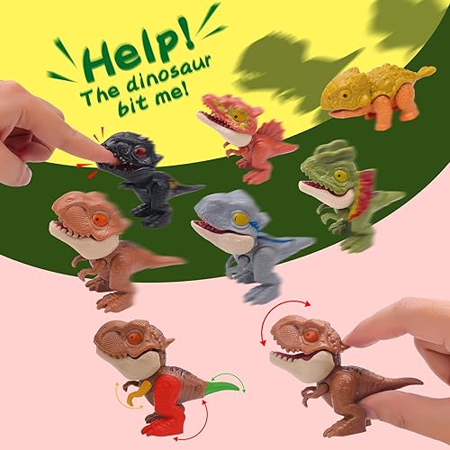 Miniatura 7 de Zwish 6 piezas de juguetes coleccionables de dinosaurios mordedores para exhibición, juego de dinosaurios y figura a presión, novedad creativa de