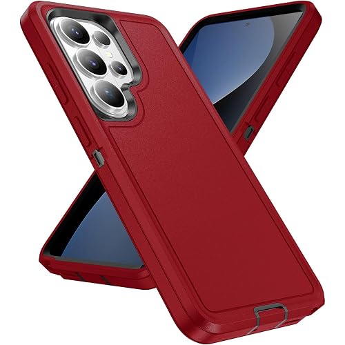 Designed for Samsung Galaxy S26 Ultra Case 3 in 1 Military Grade Protective Case Cover Silicone Heavy Duty Rugged Shockproof for Galaxy S26 Ultra Phone Case ﻿ (Red+Black)