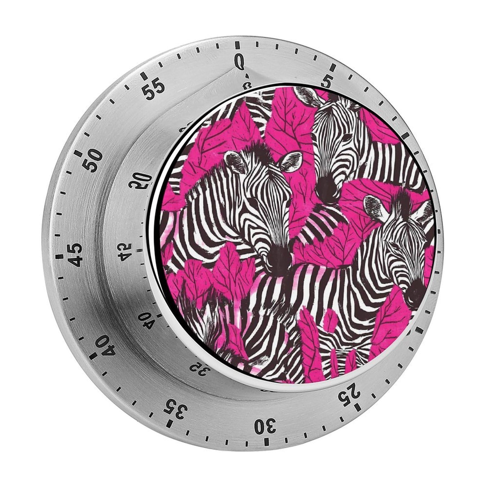 Zebras Rose Red Mechanical Timer with Alarm for Kitchen Cooking Productivity Stainless Steel Timers