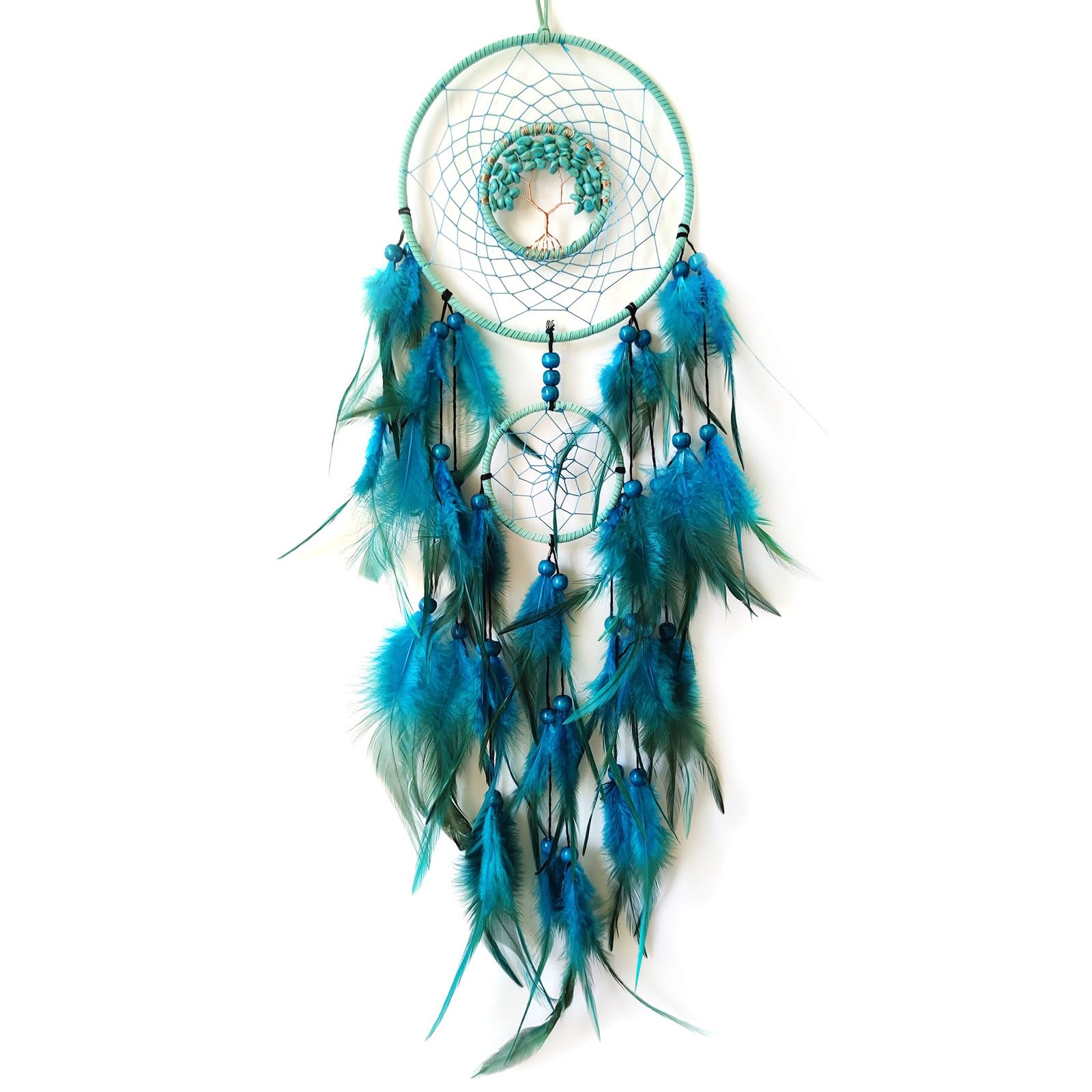 Donko Blue Dream Catcher Wall Decor Crystal Tree of Life Dream Catchers