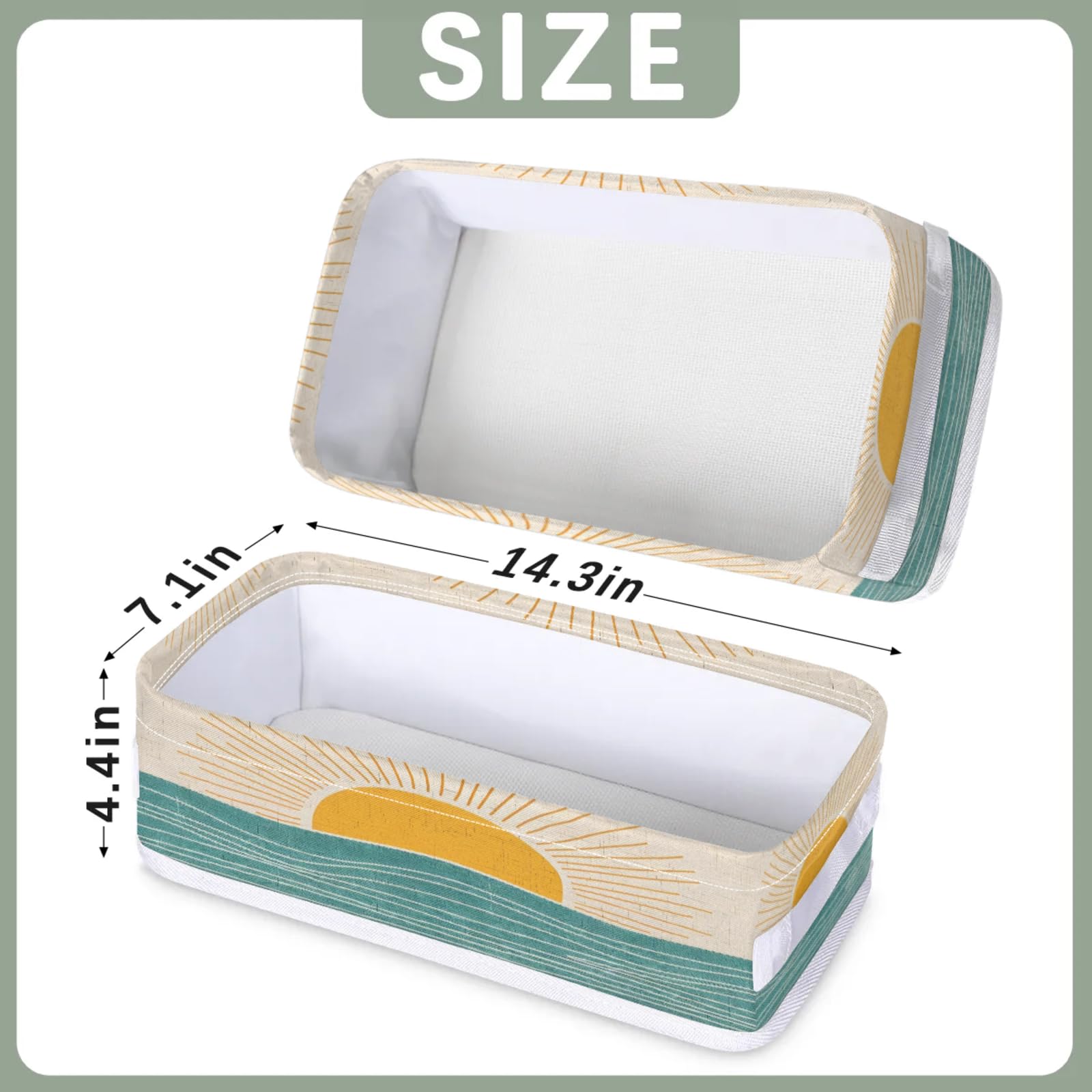 Tablerazzi Toilet Tank Topper Paper Basket with Handle, Cartoon Boho Sun Bathroom Storage Basket for Organizing, Small Fabric Storage Bins for Bathroom Decor