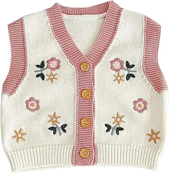 モンキーガール45R 玉手箱刺繍ベスト Amazon | [Sakunaca] 女の子 セーターベスト キッズ ピンク ニット