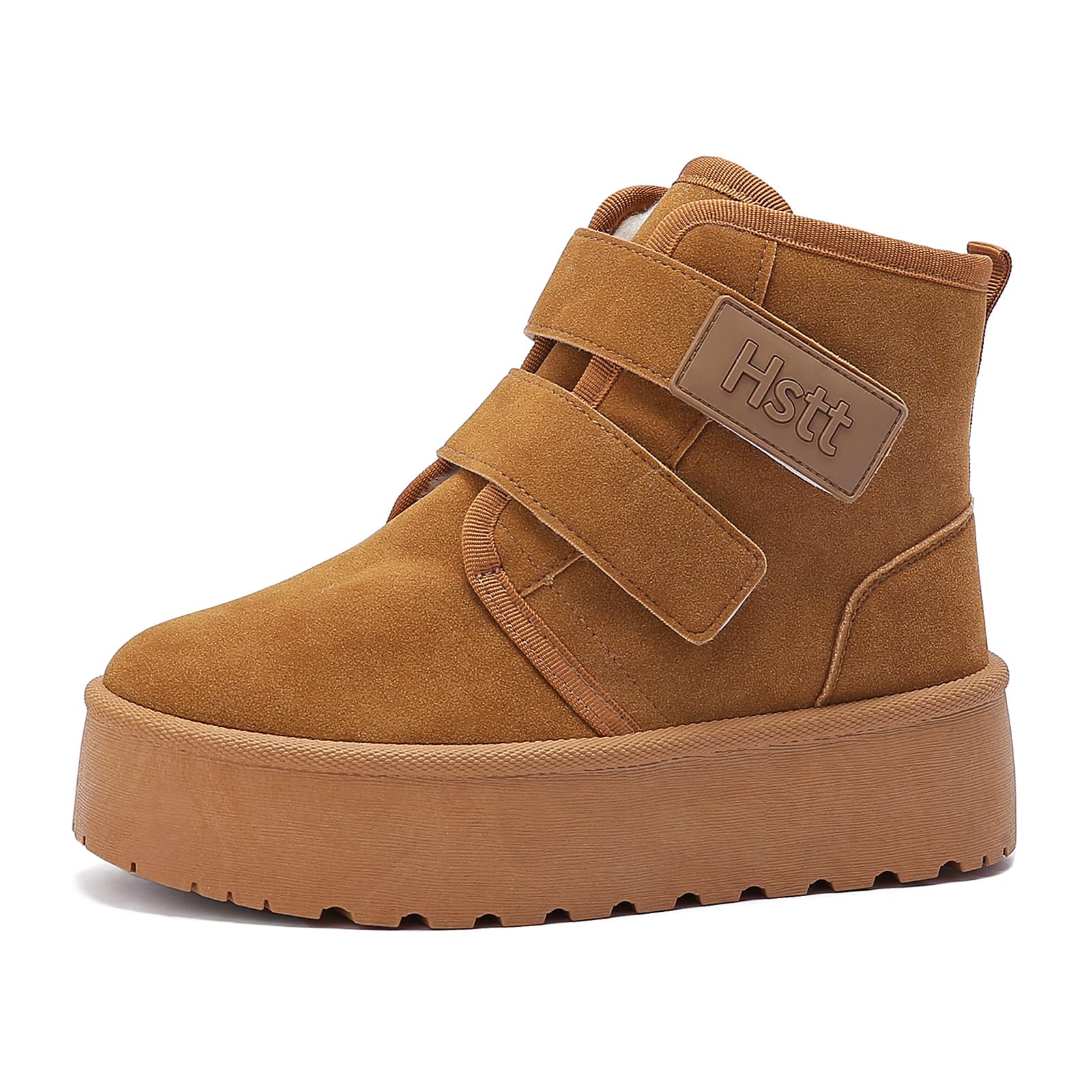 Snow Boots for Women Classic Genuine Suede Leather Winter Boots Platform Anti-Slip Womens Fur Boots with Memory Foam