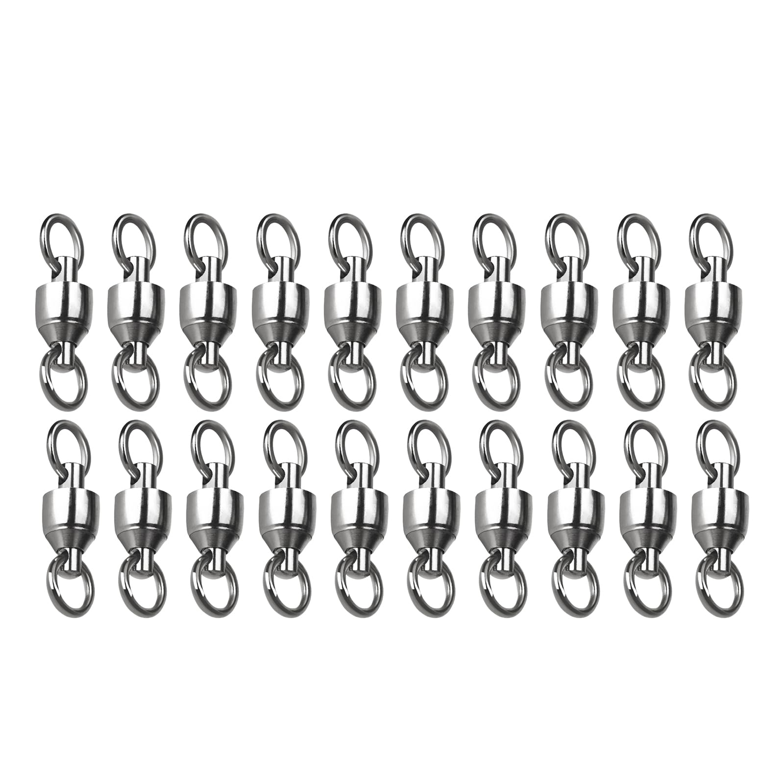 GTYLF 20Pcs Bearing Fishing Swivels Line Connector Heavy Duty Stainless Rolling Barrels Swivels Connectors Fishing Tackle