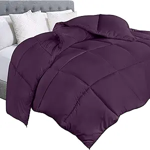 Utopia Bedding Comforter Duvet Insert, Quilted Comforter with Corner Tabs, Box Stitched Down Alternative Comforters Twin Size (Plum)