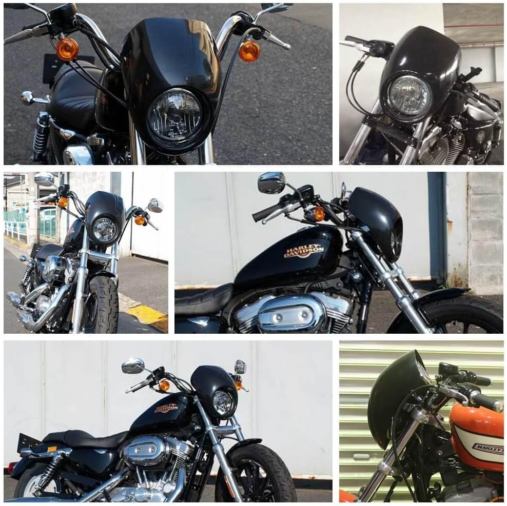 Headlight Fairing Front Cowl Fork Mount, 39mm Narrow Glide Forks | Compatible with Sportster Dyna FX/XL 883 1200,Fit For a 5-3/4"cut out headlight,Gloss Black