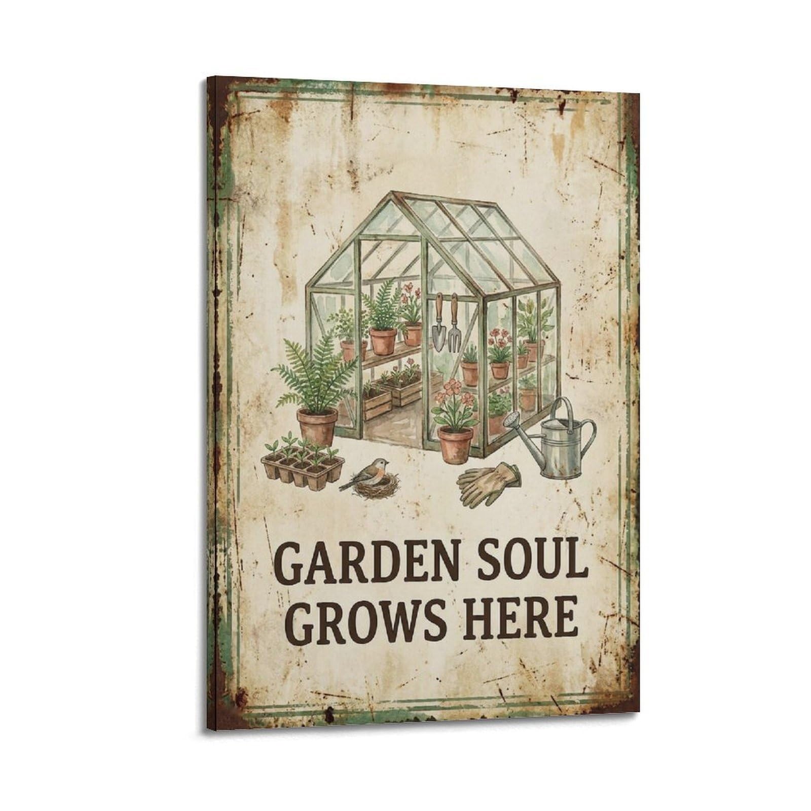 OKAHYS Garden Soul Grows Classic Vintage Poster Botanical Modern Decorative Canvas Prints - Ideal Wall Art for Family, Man Cave, Game Room, Boys & Girls Bedroom 24x36inch