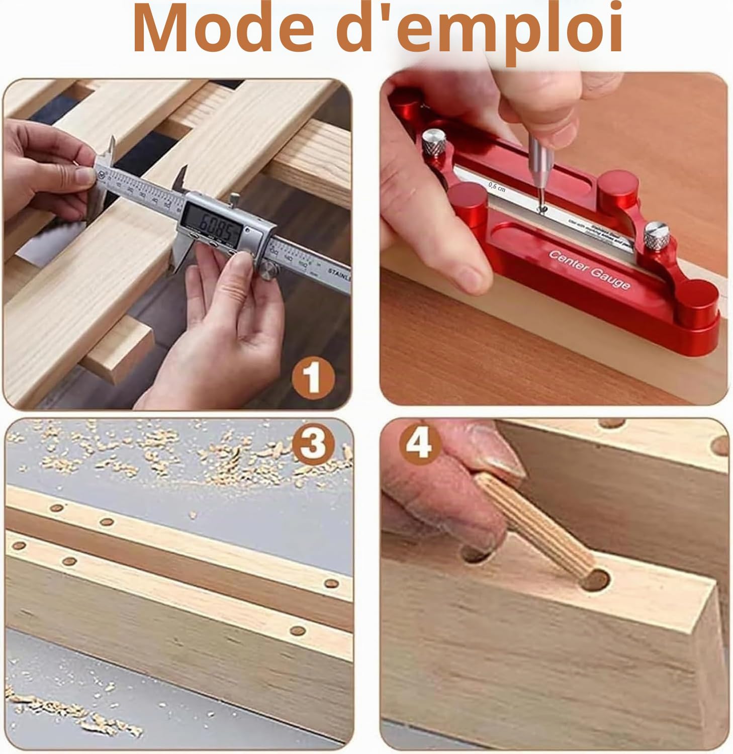 Center Gauge Stainless Steel Woodworking Tool with Interchangeable Marking Bars - Precision Mortise & Tenon Centering Jig for Cabinet Making, Imperial & Metric Sizes Included (8-Piece Set)