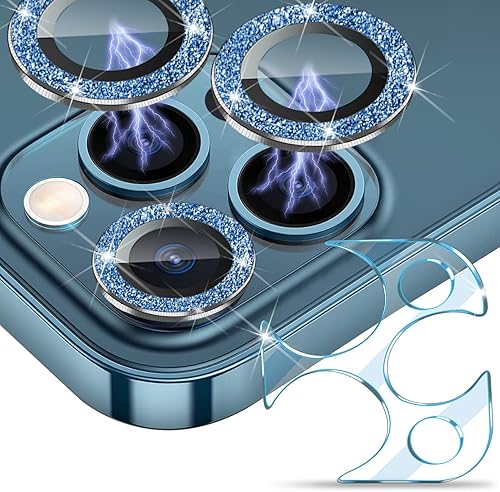 JOLOJO Bling Protector de Lente de Cámara Compatible para iPhone 12 Pro 61 Dureza 9H Anti-Scratch Glitter Cobertura Completa Protector de Pantalla