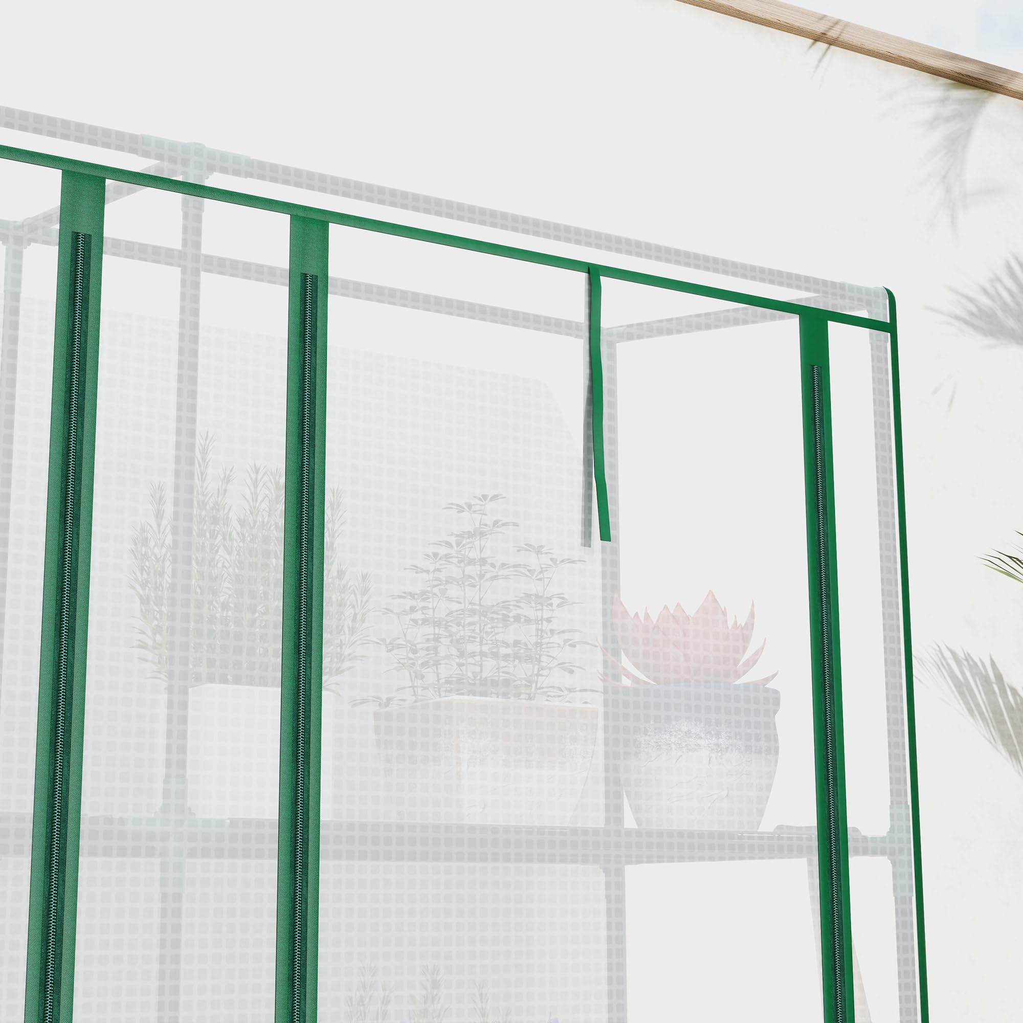 Outsunny Serre de Jardin PE avec étagères 3 Niveaux, Serre de Balcon, bâche renforcée 140 g/m², châssis en Acier, 2 Portes zippées enroulables pour légumes Plantes Fleurs 215x46x151cm Blanc