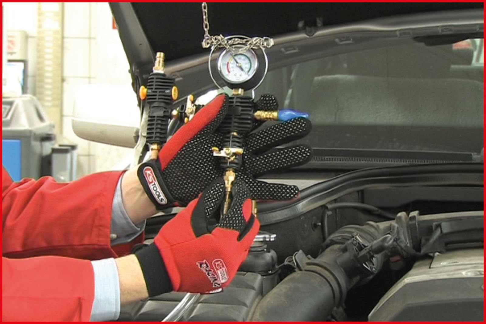 KS Tools 150.1930 - Kit de Diagnostic de Système de Refroidissement - Detecteur de Fuite d’Eau à Détection Rapide - Kit Idéal pour Tester l’Étanchéité du Système de Refroidissement et de Chauffage