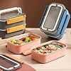 Vagonlife Bento 1650ml Lunchbox 2 Tiers 3 Compartments Stainless Steel Lunch Box Dining Box (Pink)
