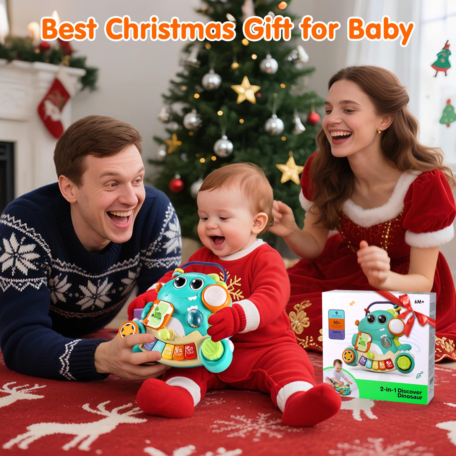 Juguetes para bebés de 6 a 12 meses, con música de dinosaurio, piano iluminado, juguetes para niños de 1 año, aprendizaje temprano, teclado de piano educativo, juguetes para bebés de 12 a 18 2