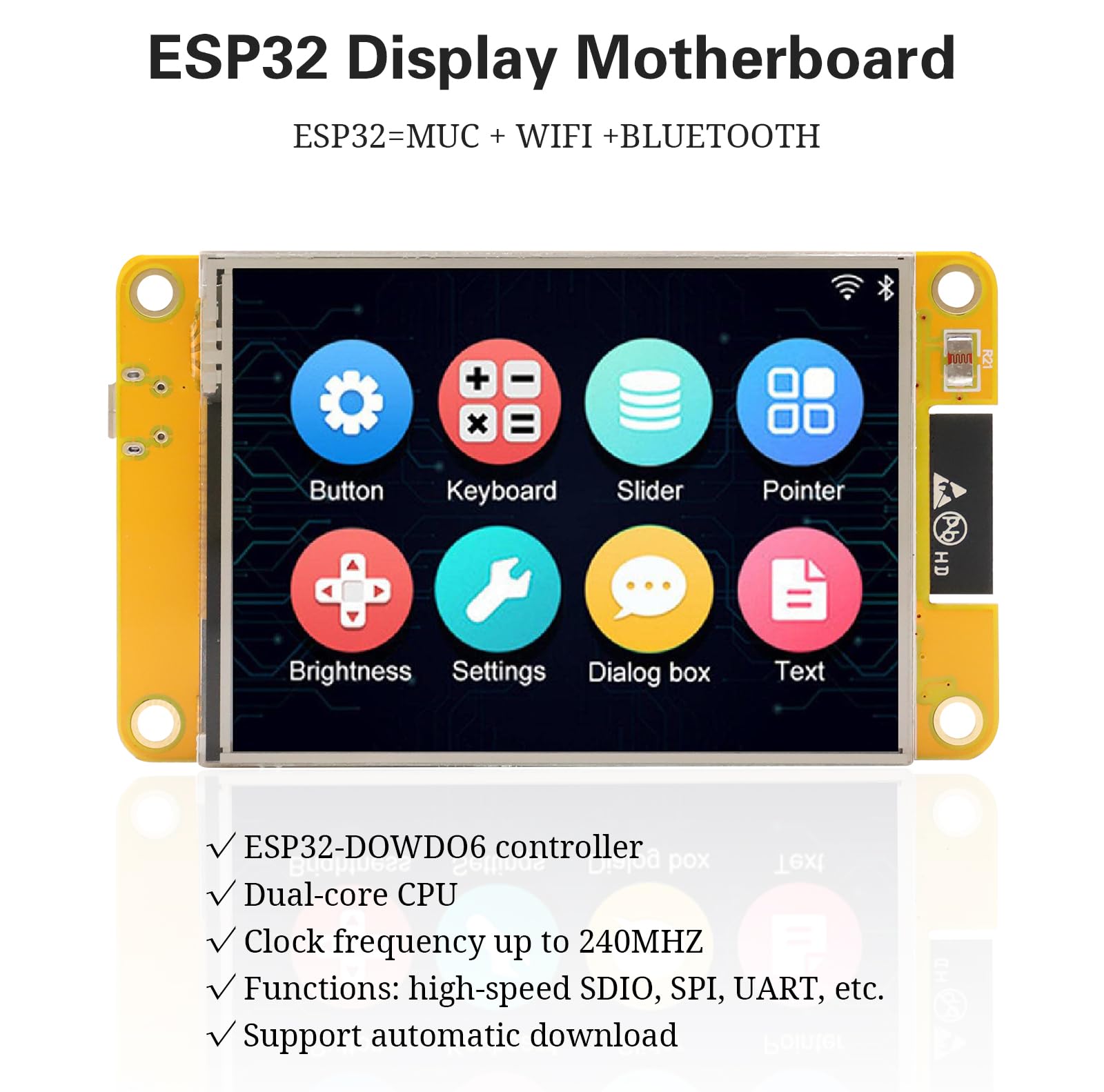Binghe ESP32 Display ESP32 Scheda di Sviluppo con WiFi Bluetooth 2.8 pollici 240 x 320 ESP32 Display intelligente Modulo TFT touch Connettività IoT ad alta velocità Compatibile con Arduino/LVGL(2 pcs)