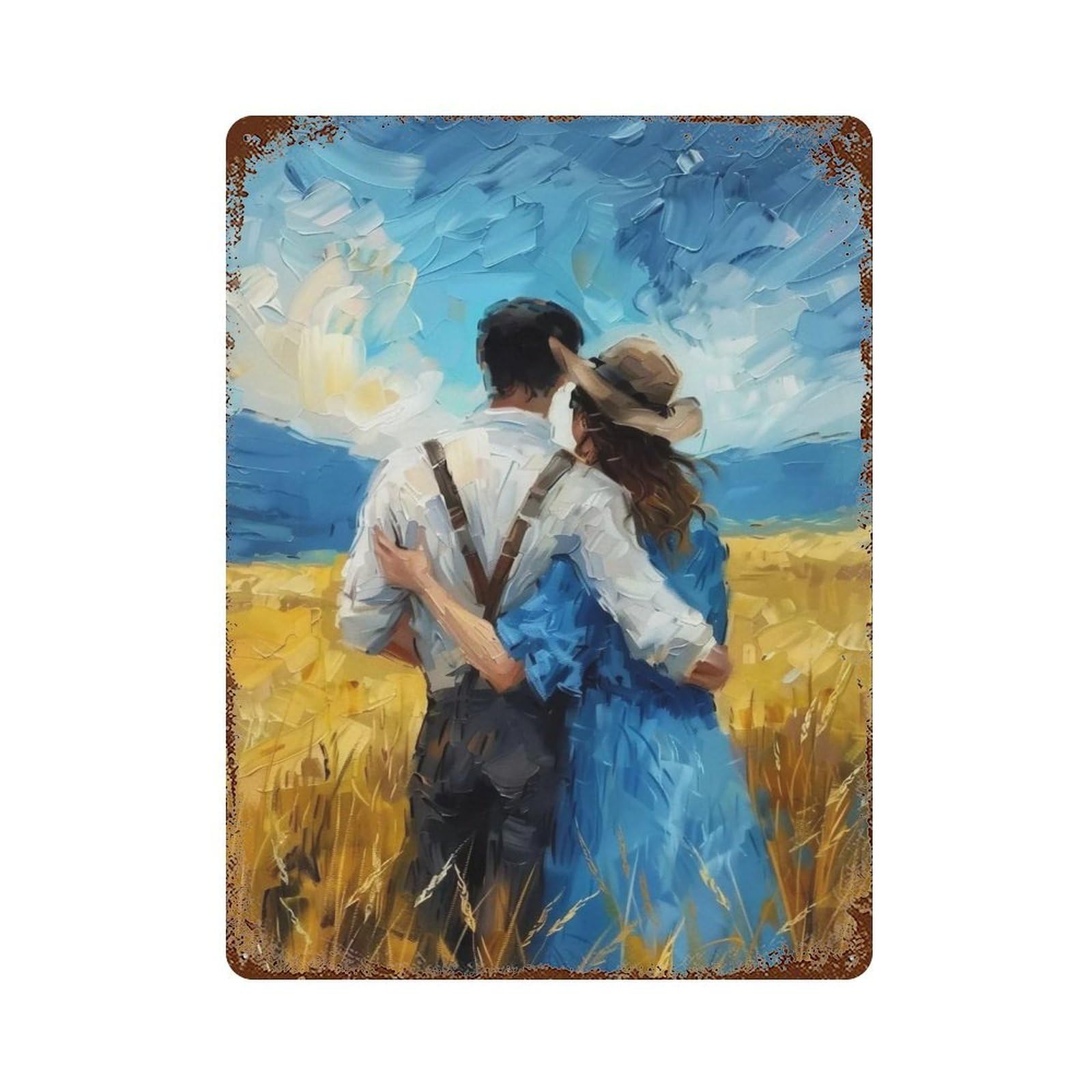 WUJHGRSG Wheatfield Embrace 04 Wall Art Retro Iron Vintage Metal Tin Sign Poster Modern Decor for Home Cofffee Club Bar Shop Style 40x30cm