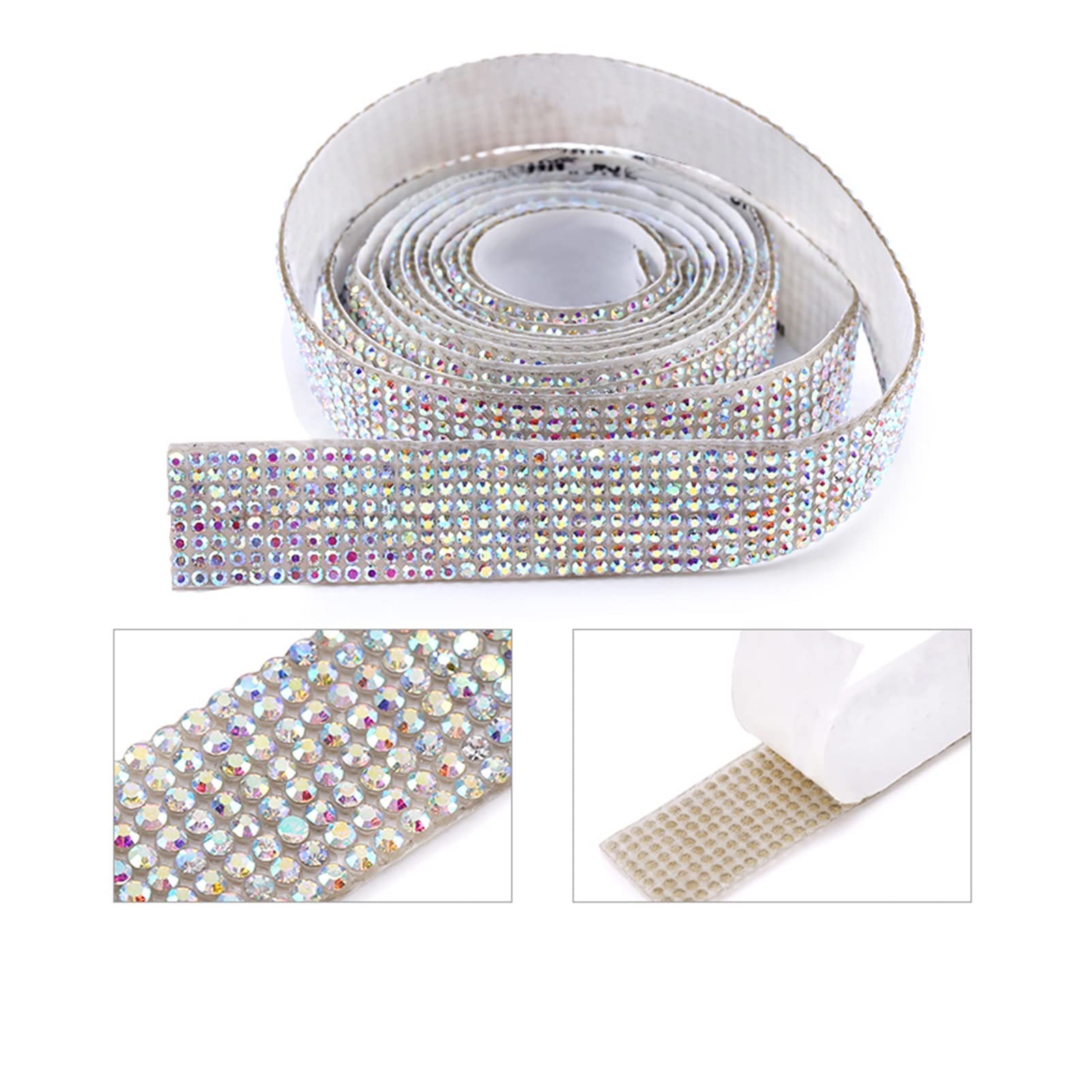 ACiyD Mehrzweck 1 Yards Selbstklebende Strass-Bordüre Glitter Kristallband Band Kette DIY Strassband-Bordüre für Autotelefon-Dekorationen für Geschenkverpackungen Basteln