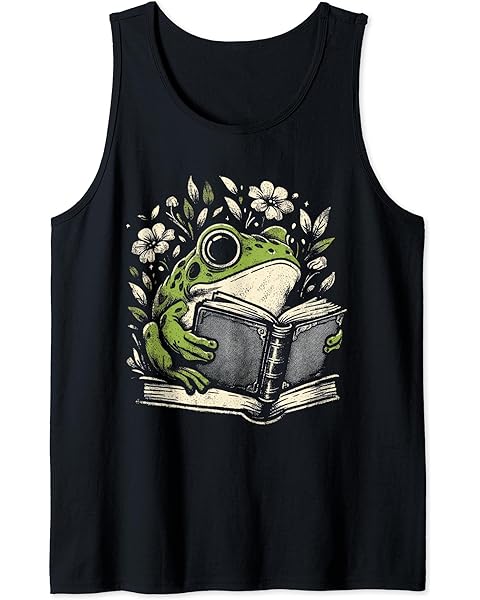 Cute Cottagecore Floral Frog Aesthetic Girls Women Graphic Tank Top