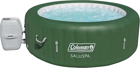Coleman Palm Springs EnergySense AirJet Inflatable Hot Tub Spa (77 x 28) | Portable Hot Tub with 2 Covers (1 Energy-Efficient Thermal Cover and 1 Standard Cover) | Fits Up to 4-6 Persons | Green