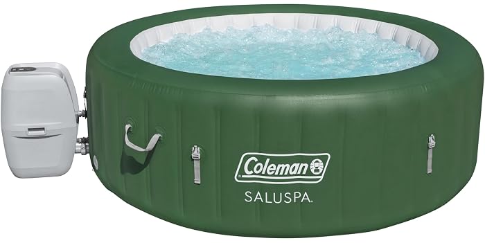 Coleman Palm Springs EnergySense AirJet Inflatable Hot Tub Spa (77" x 28") | Portable Hot Tub with 2 Covers (1 Energy-Efficient Thermal Cover and 1 Standard Cover) | Fits Up to 4-6 Persons | Green