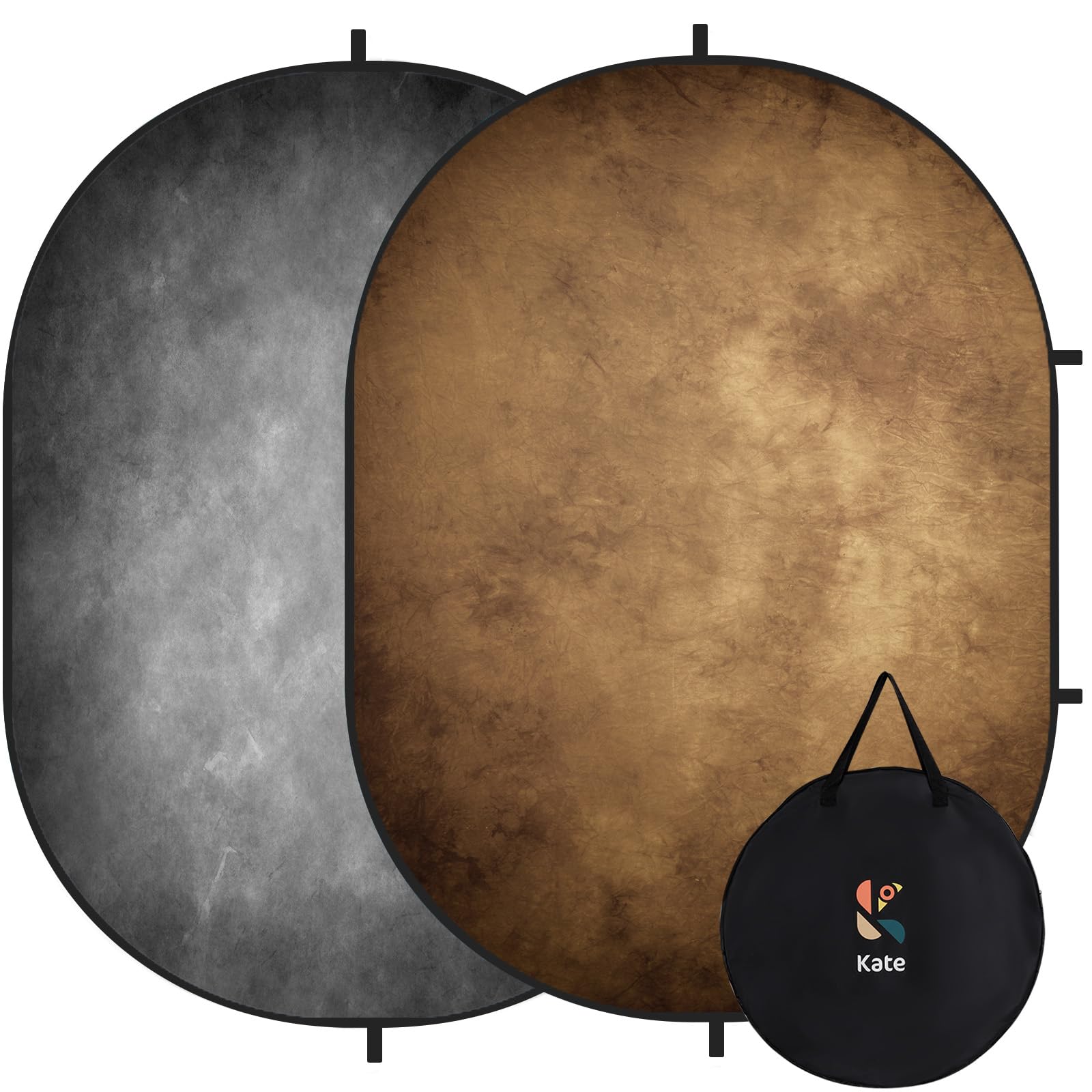 Kate 5x6.5ft Collapsible Backdrop Pop Up Photo Backdrops Grey Brown Portable Background for Portrait Photography, for Video, for Live Stream