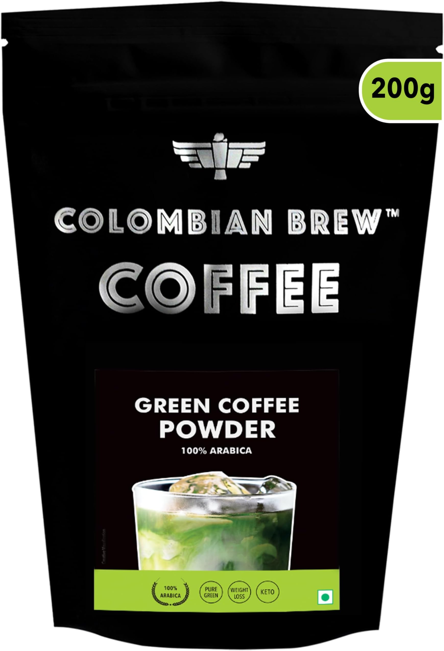 Colombian Brew Coffee, 100% Arabica Green Coffee Powder 200g