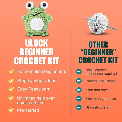 Miniatura 5 de Uluck Kit de ganchillo para principiantes, kit de ganchillo para principiantes para niños y adultos con tutoriales en video paso a paso, kit de