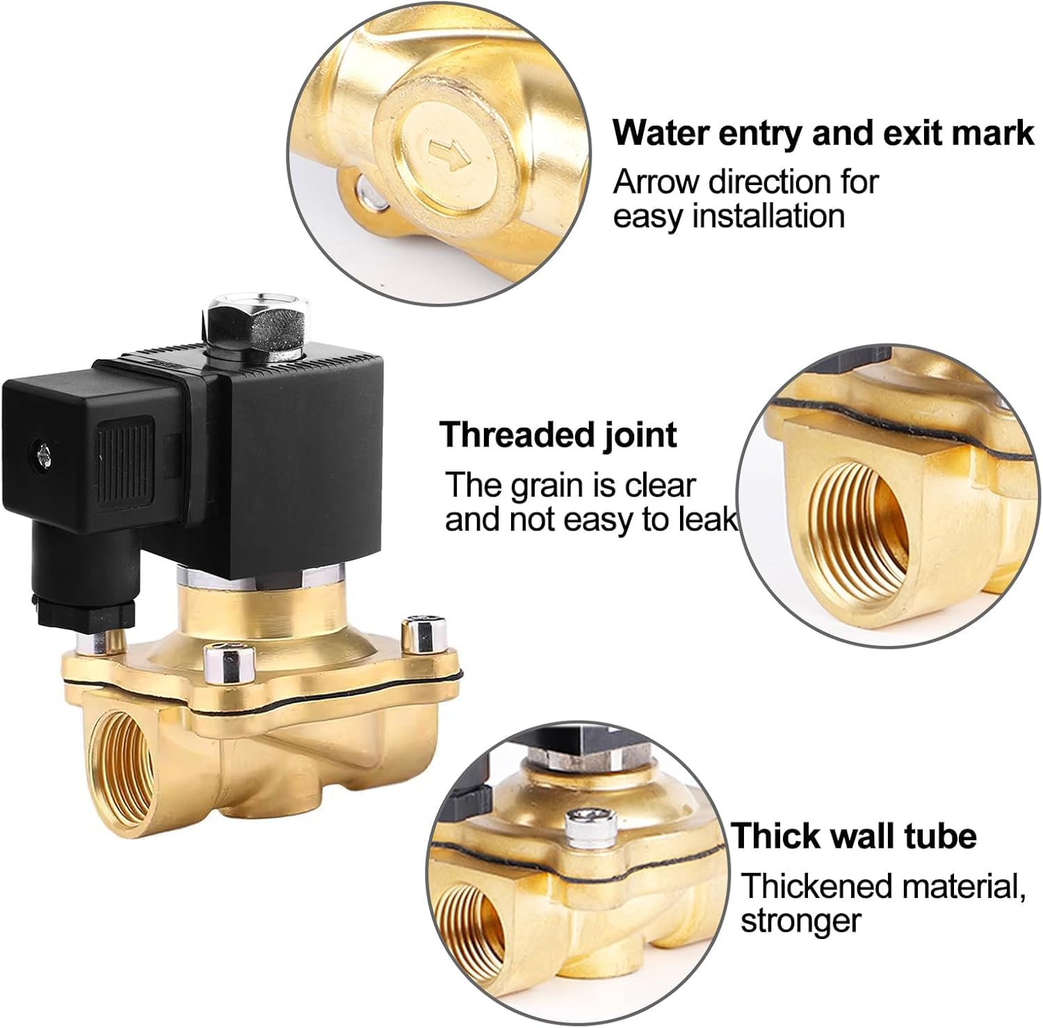 Magnetventil Messing,1" 220V AC Elektromagnetventil,Elektrisch Magnet Ventil,Brass Solenoid Valve, Messing Elektrisches Magnetventil Direktgesteuert für Wasser Luft