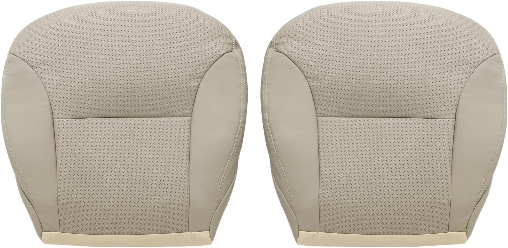 NLQR Front Driver and Passenger Side Bottom Replacement Seat Covers Tan Microfiber Leather Compatible with Lexus ES300 ES330 2002 2003 2004 2005 2006